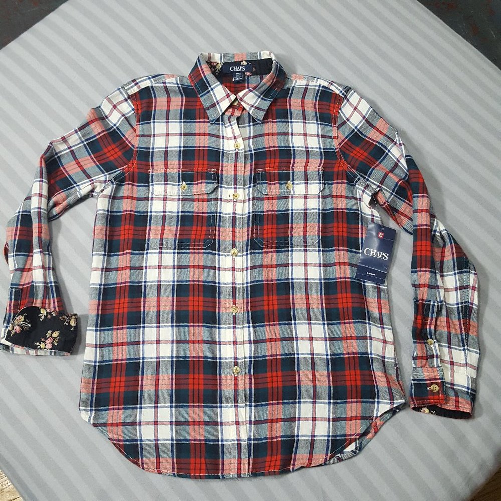 NWT Western Flannel Floral Contrast, Small